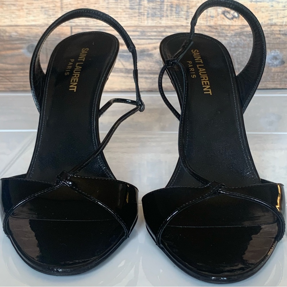 Saint Laurent, Anouk Patent Leather Slingback Sandals - Picture 11 of 15